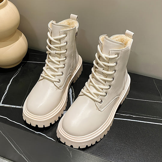 Fleece-lined women's lace-up boots