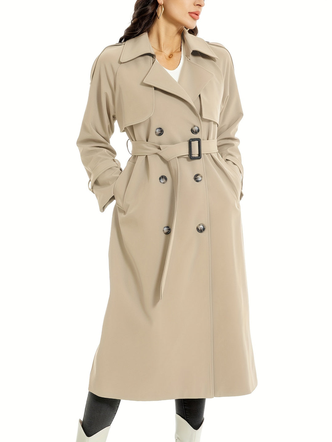 Women's trench coat with double belt