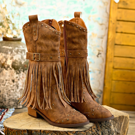 cowboy boots with buckle straps for women