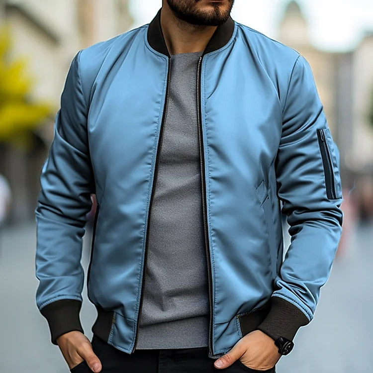 Solid-colored bomber jacket