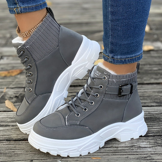 Plush-lined winter sneakers for women