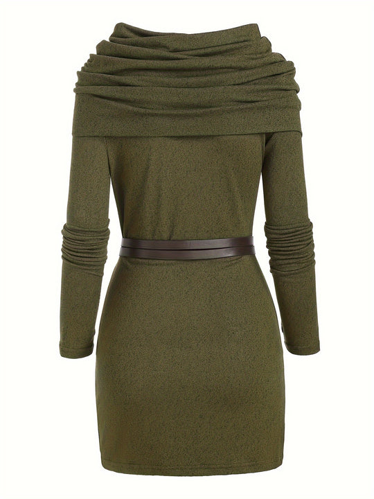 Long-sleeved hooded dress