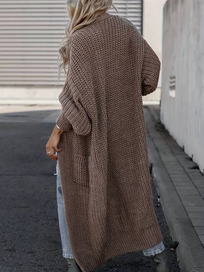 Long open knit cardigan for women