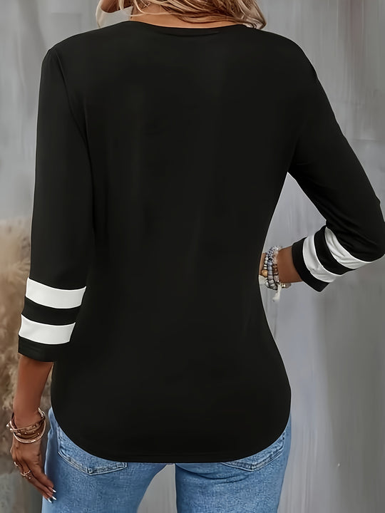 Casual V-neck 3/4 sleeves