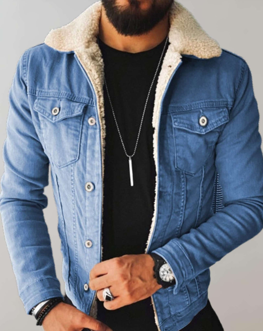 denim jacket with warm collar