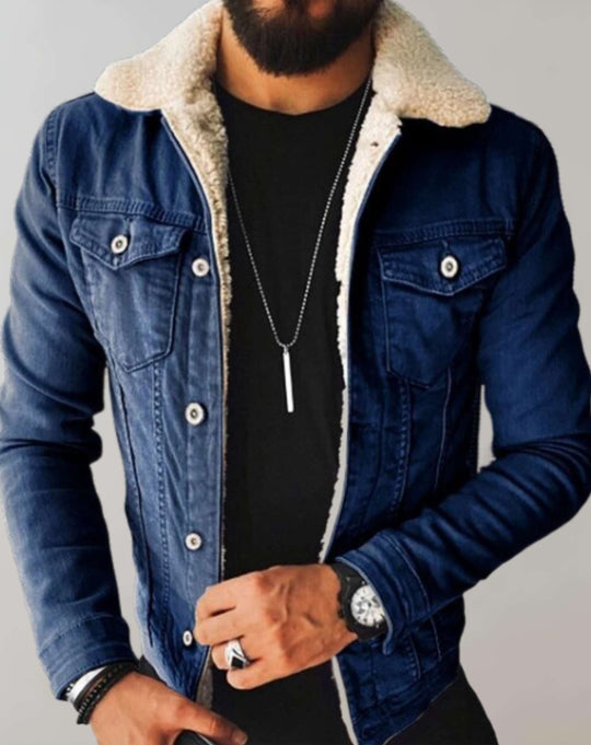 denim jacket with warm collar