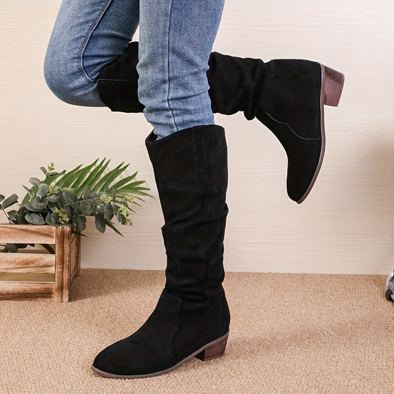 Long V-neck boots for women