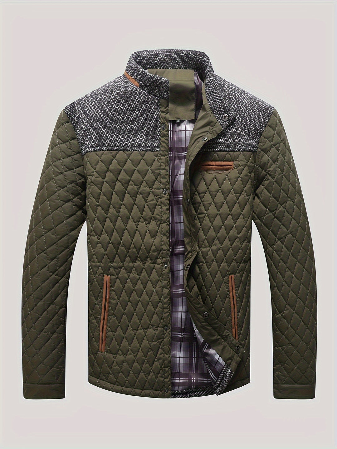 Windproof jacket with argyle pattern