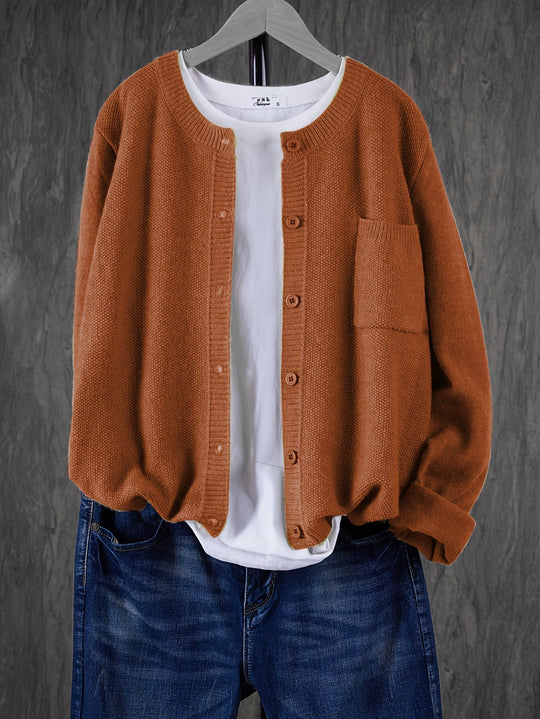 Women's Button Front Round Neck Cardigan