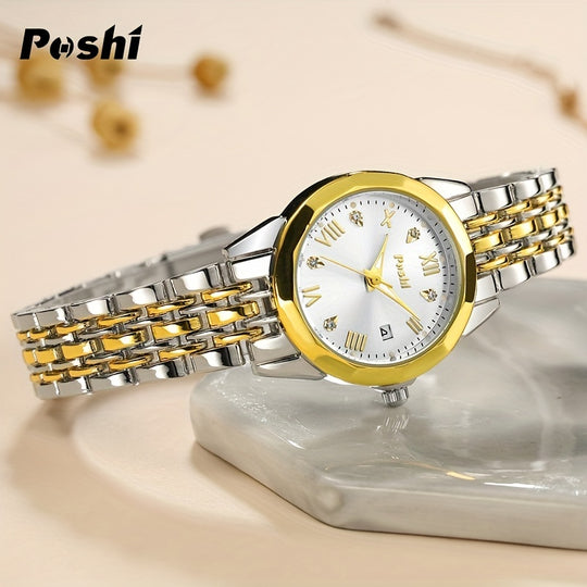 Ladies quartz watch with rhinestones and bracelet