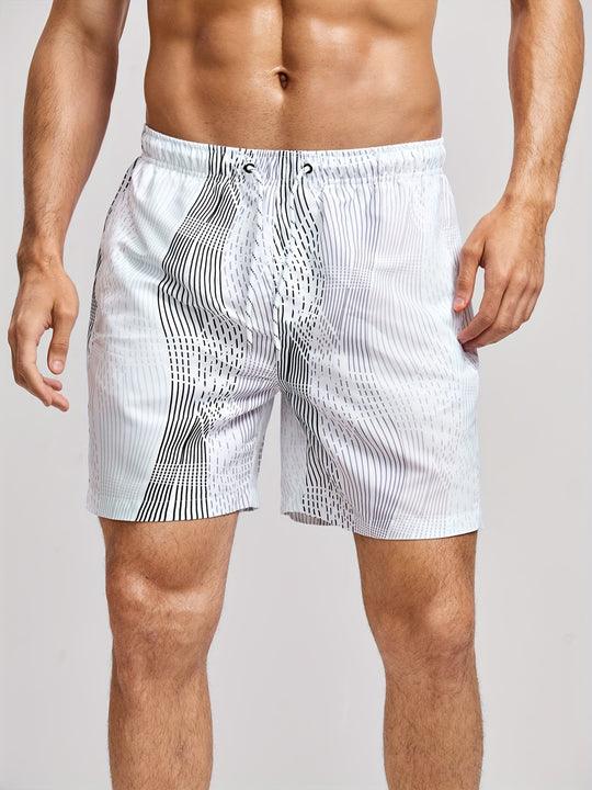 Gestreifte Herren-Badehose mit Taschen