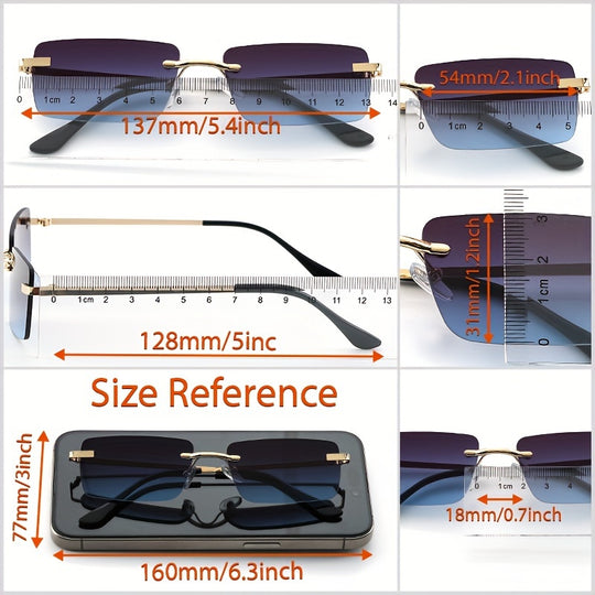 Randlose rechteckige Sonnenbrille mit Farbverlauf