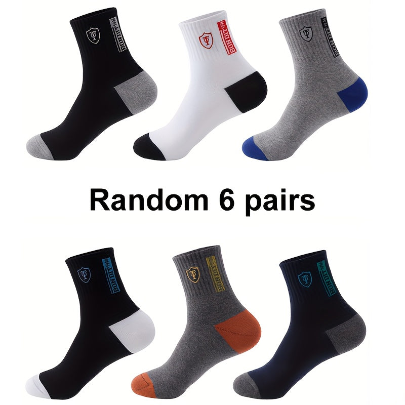 Men's Embroidered Crest Athletic Ankle Socks (6 Pairs)