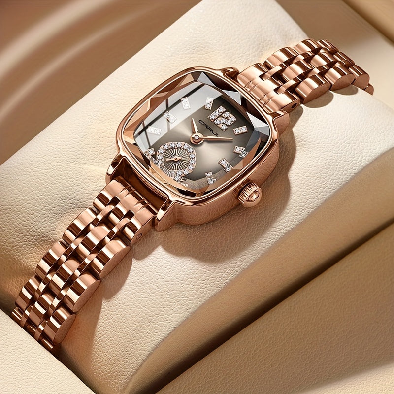 Luxurious quartz ladies watch with rhinestones