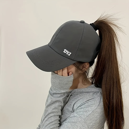 Embroidered Ponytail Hat for Women