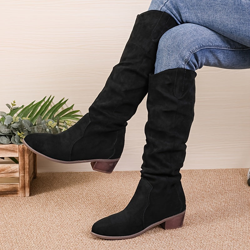 Long V-neck boots for women