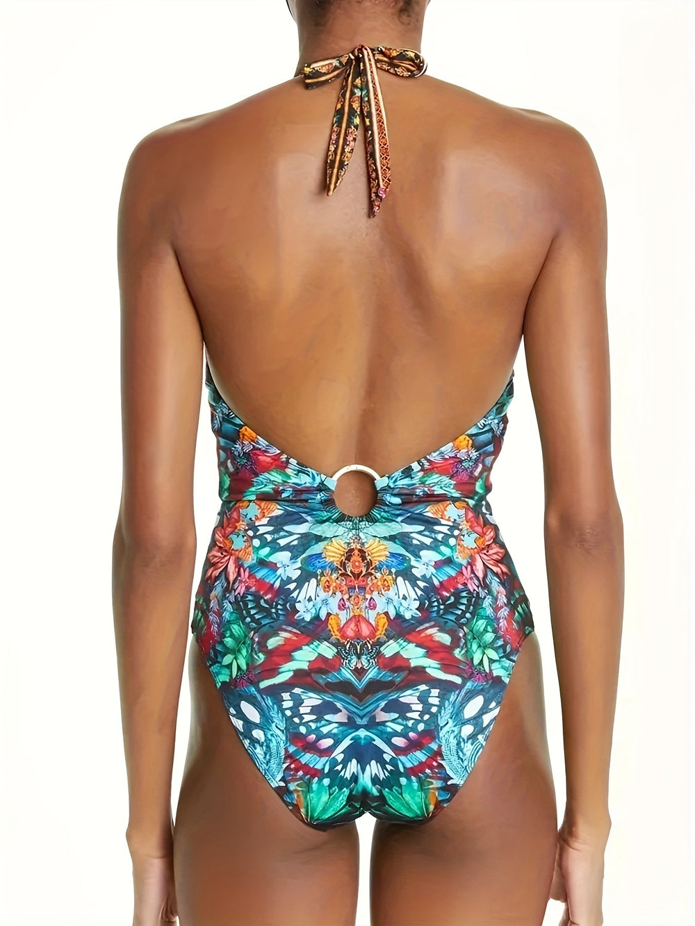 Halter Tie Backless One Piece Swimsuit