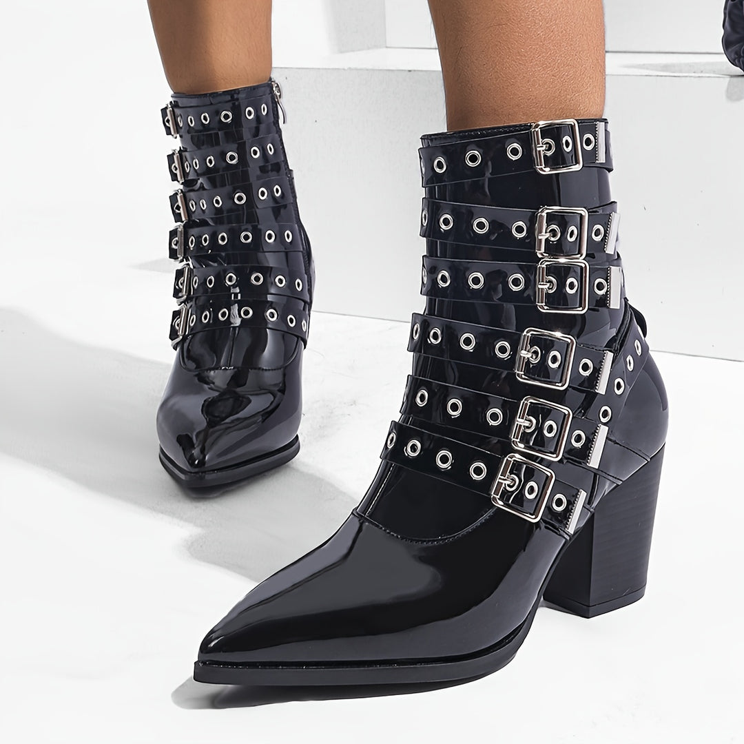 Women's boots with buckle and lace