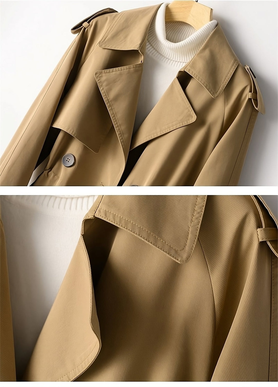 Mid-length trench coat for women