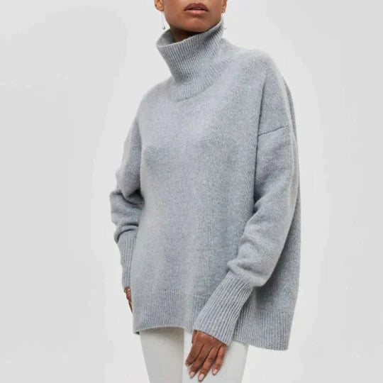 Unifarbener Rollkragenpullover für Frauen