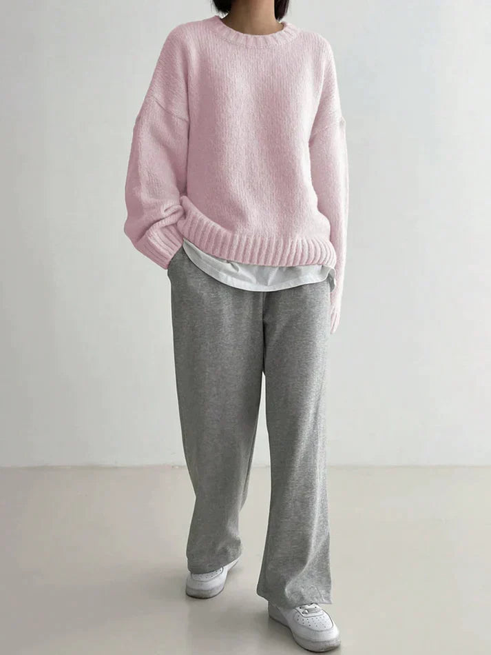 Pink Round Neck Sweater for Women