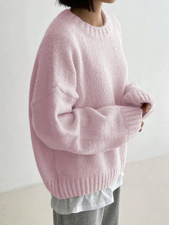 Pink Round Neck Sweater for Women