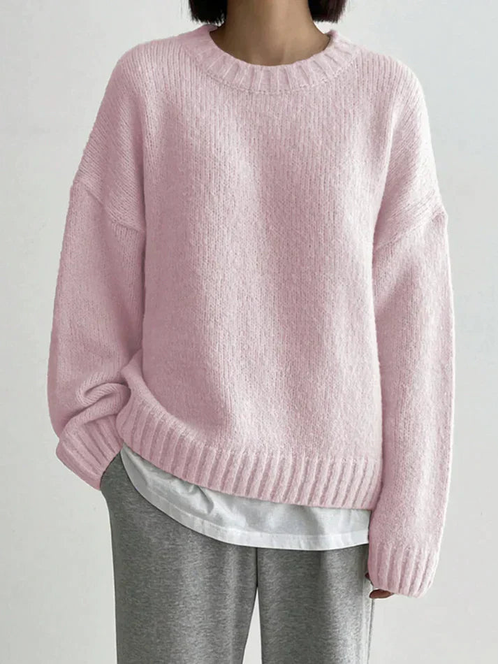 Pink Round Neck Sweater for Women