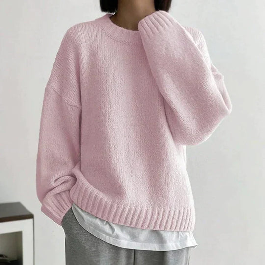 Pink Round Neck Sweater for Women