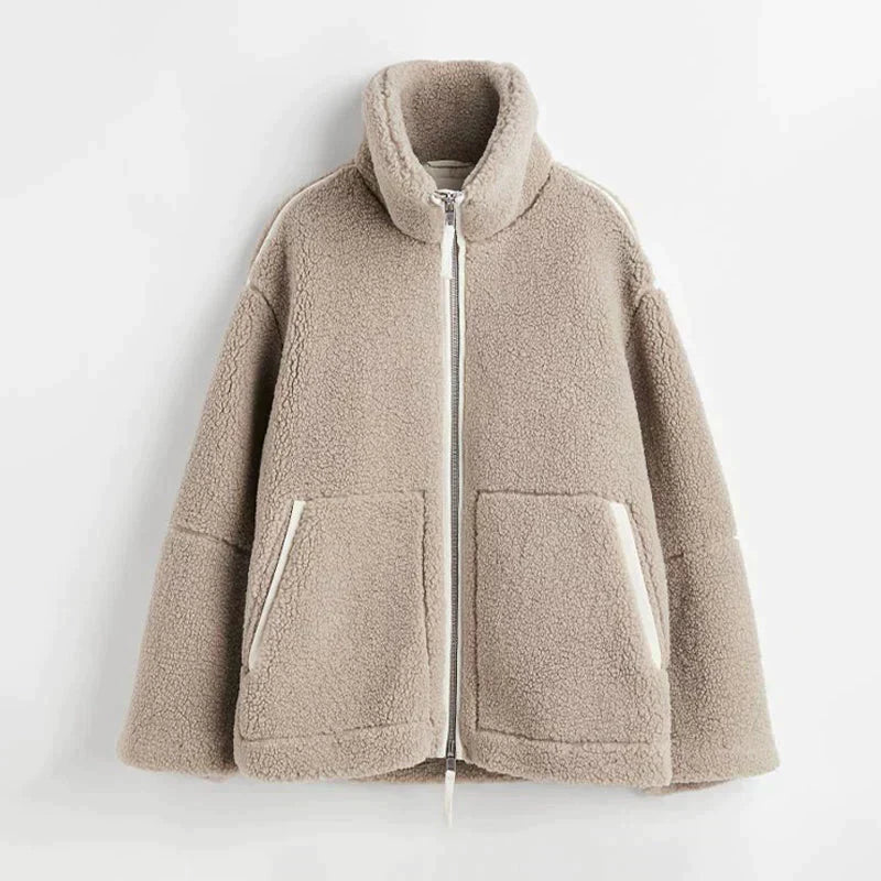 Flauschige Winterjacke mit Taschen für Frauen