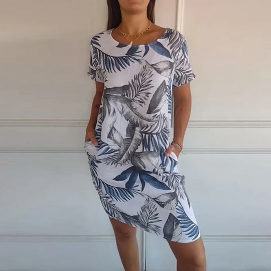 Printed linen summer dress