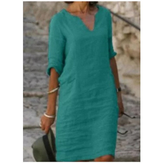 Loose solid color midi dress