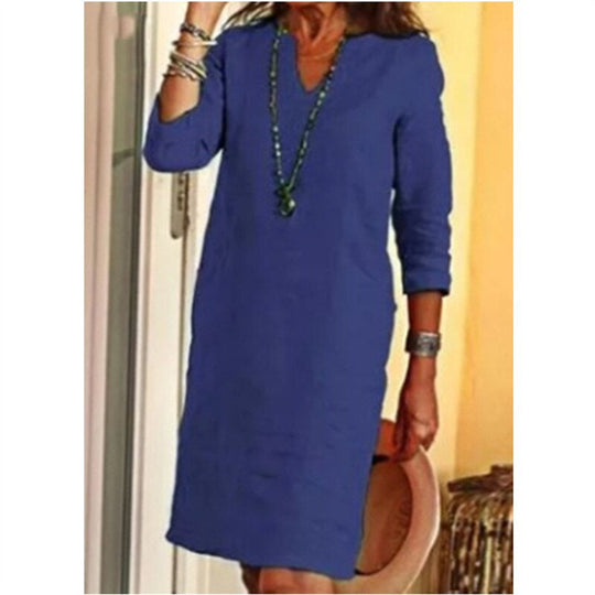 Loose solid color midi dress