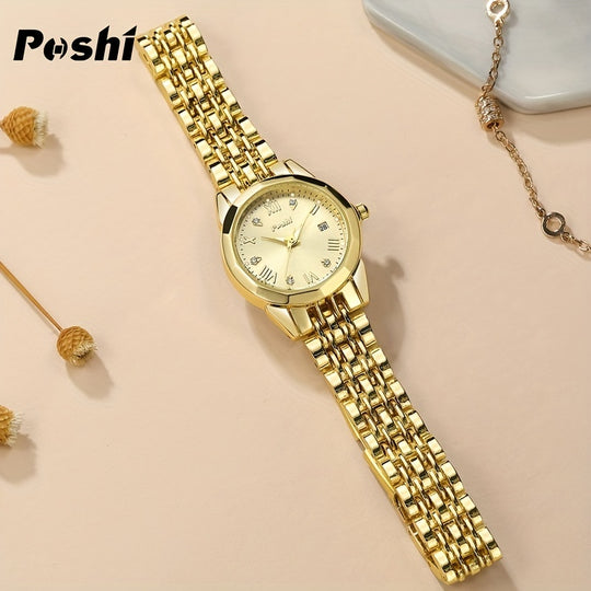 Ladies quartz watch with rhinestones and bracelet