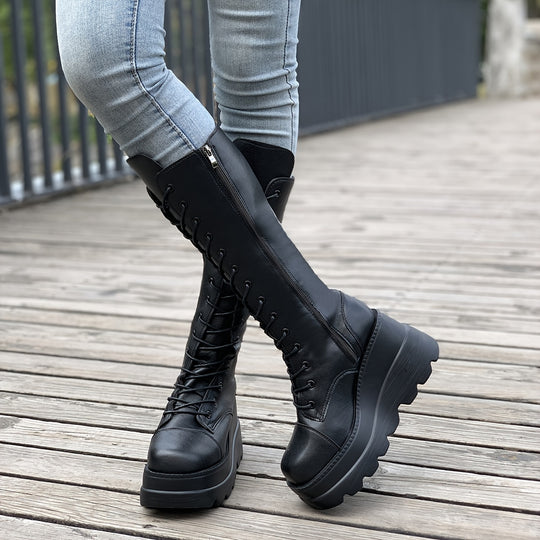 platform wedge boots for women