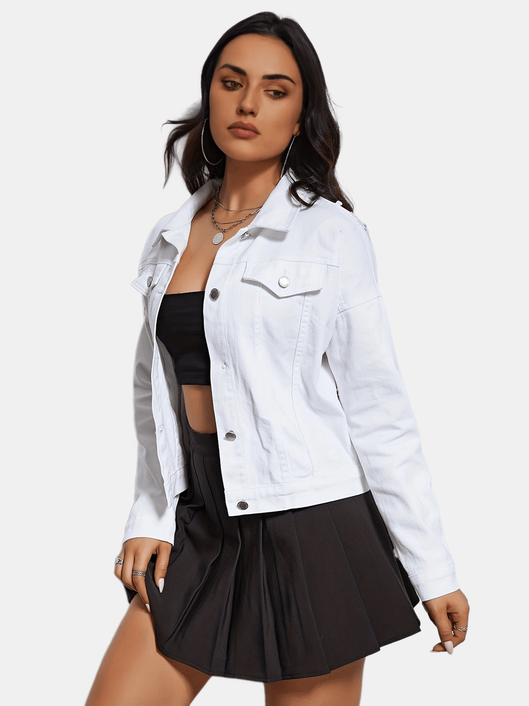 Damen Quasten Pailletten Denim Jacke