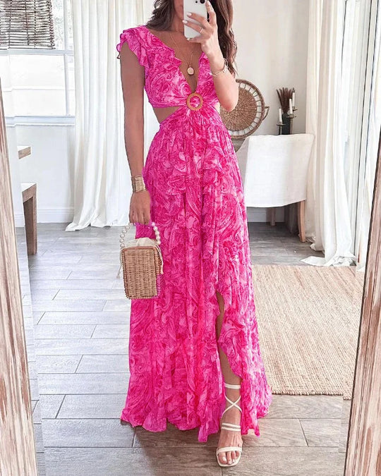 Floral Maxi Dress with Layered Ruffles