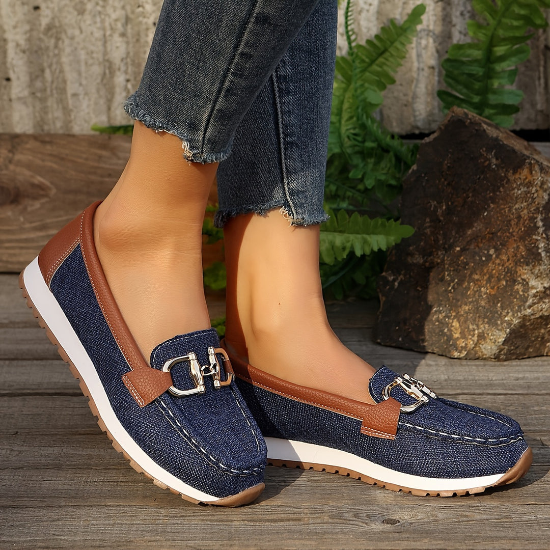 Metal Buckle Loafers for Women