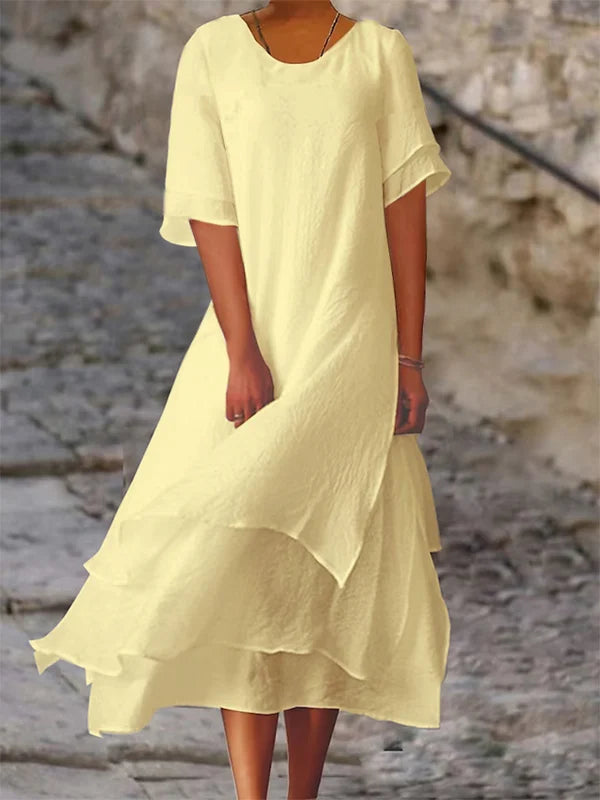 Two-layered dress with slit