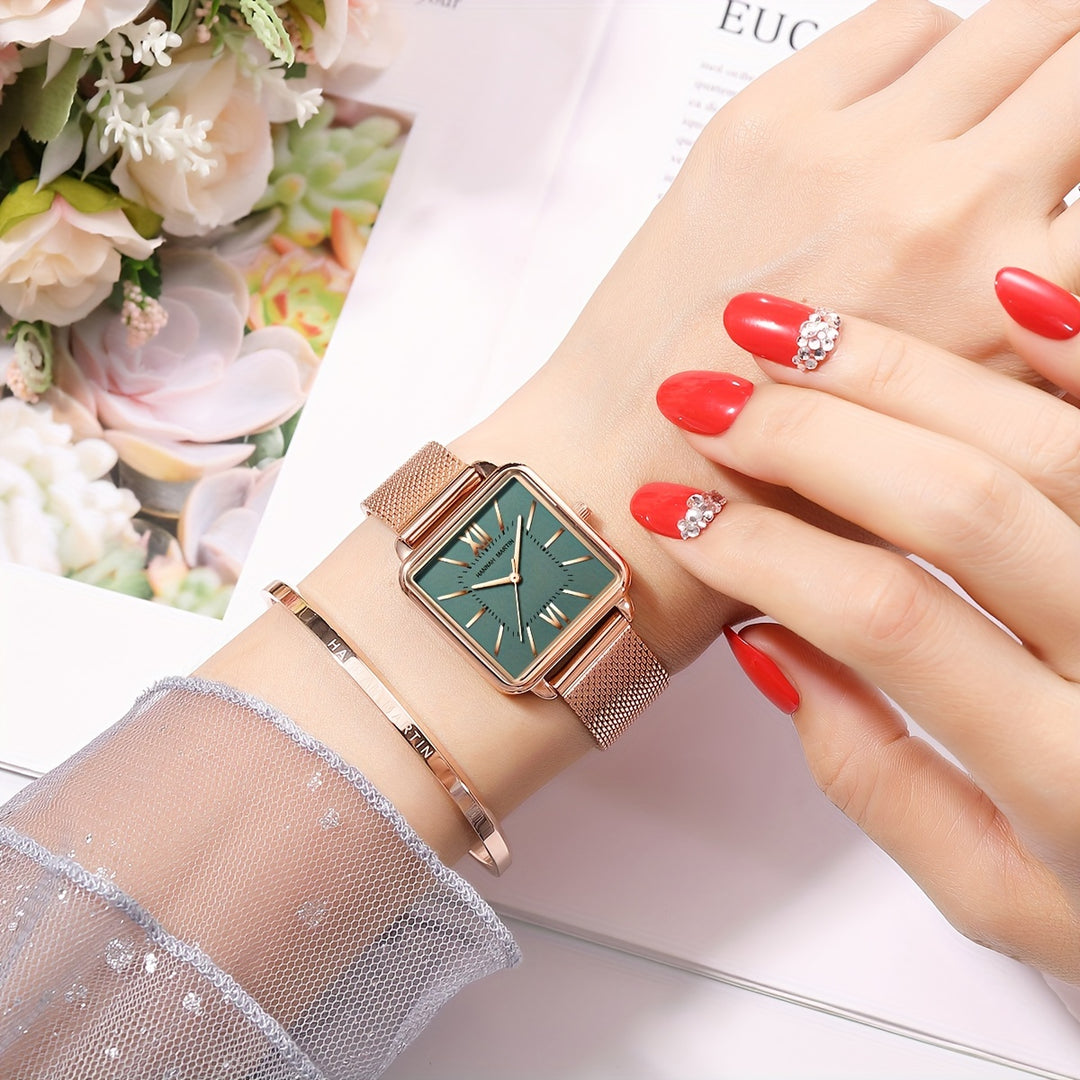 Luxury Square Pointer Quartz Ladies Watch