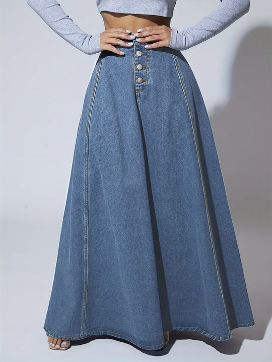 Blue Denim Maxi Skirt for Women