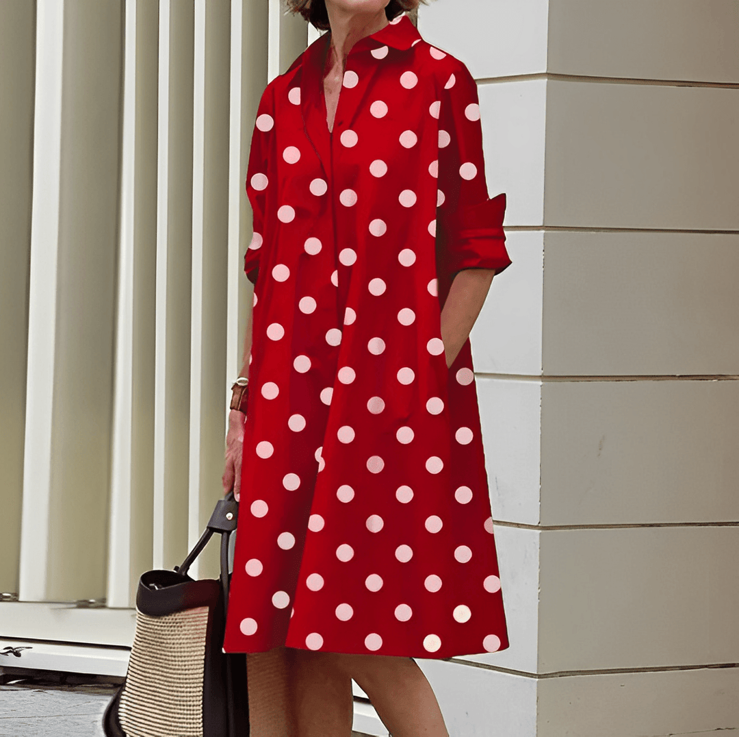 Long-sleeved dress with button placket