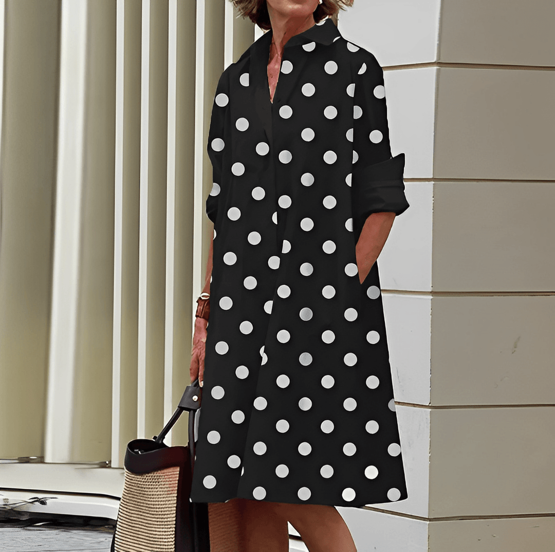 Long-sleeved dress with button placket