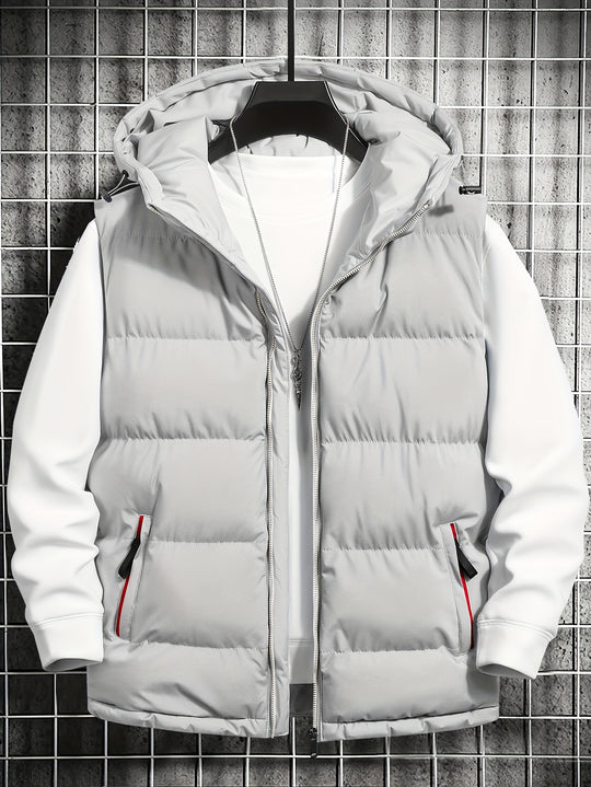 hooded pocket down vest jacket