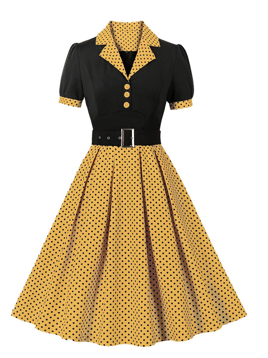 Elegant polo dress with polka dot pattern