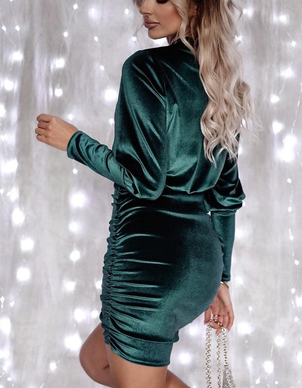 Green Velvet Bodycon Dress for Women