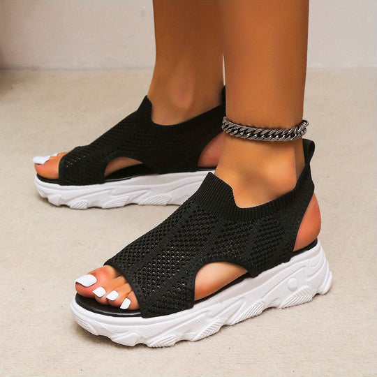 women knit platform sandals