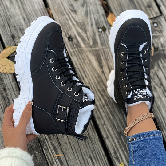 Plush-lined winter sneakers for women