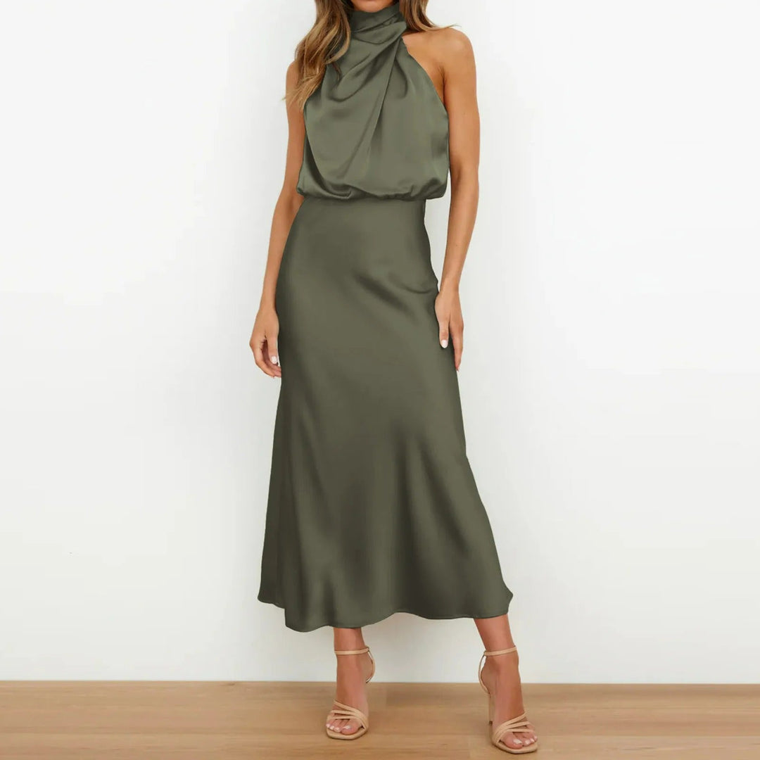 satin halter neck maxi dress