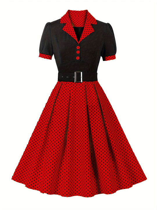 Elegant polo dress with polka dot pattern