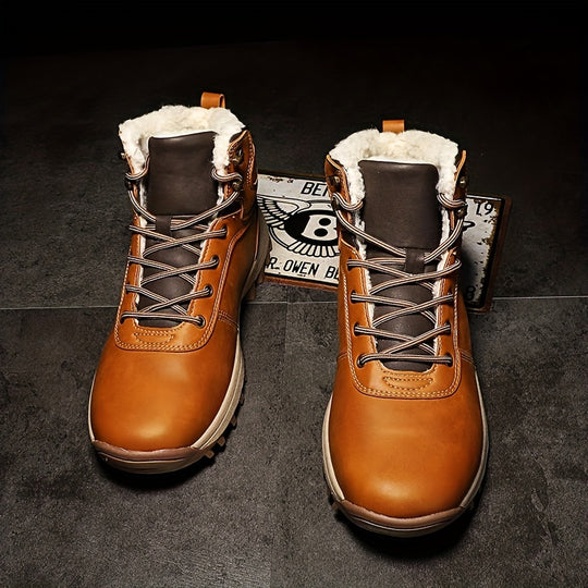 Vintage Leder Winterstiefel für Männer